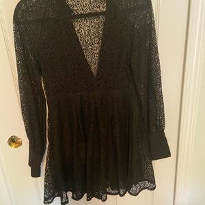 Free People mid sleeves mini lace dress